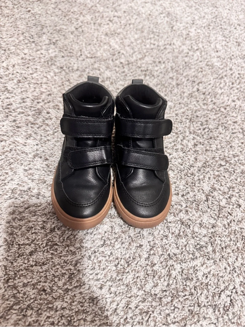 Cat & Jack Black Kids High-Top Boots with Brown Sole
